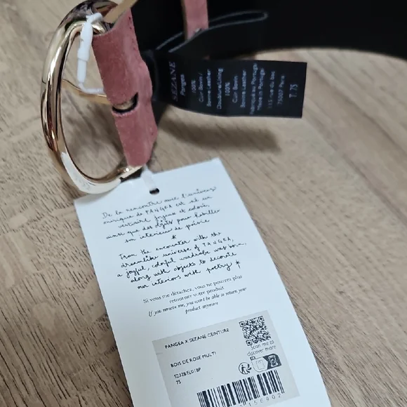 Sezane X Pangea Rosewood and Taupe Belt with Circular Buckle - Picture 4 of 4